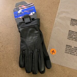 First Manufacturing Women's Size Medium Black Leather Gel Palm Gloves New FI114